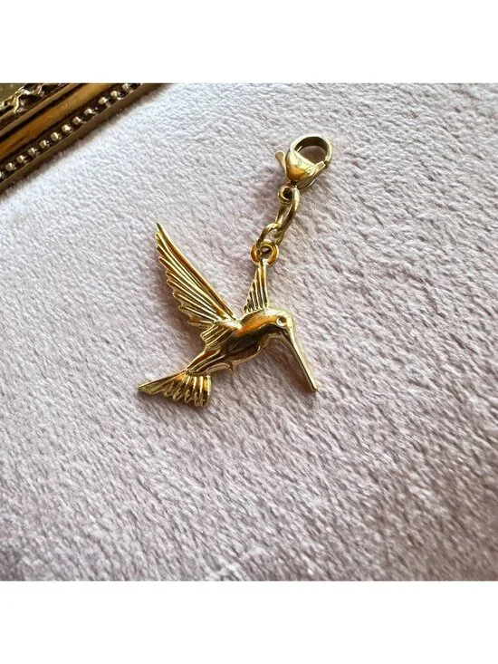 Hummingbird Charm 18K PVD Gold Stainless Steel Lobster Claw Clasp Waterproof - Picture 10 of 11